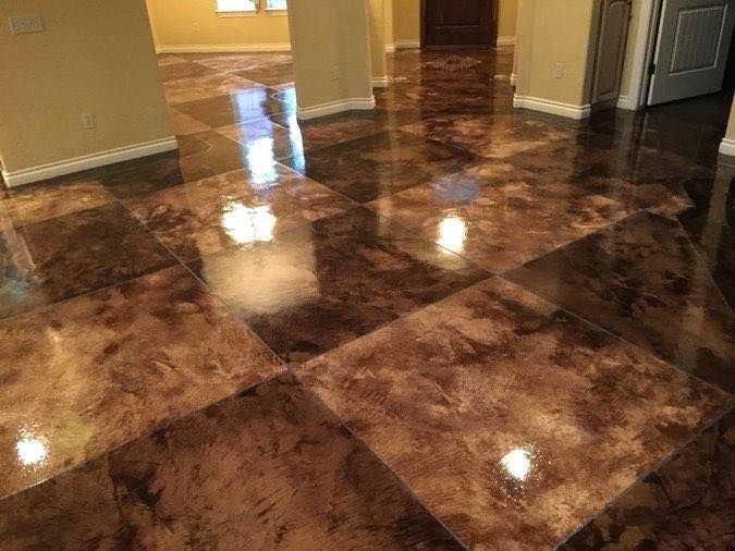 stained concrete checkered floors Northwest Arkansas